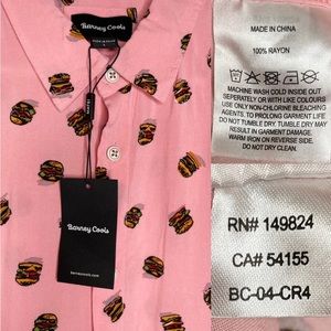 The Holiday Short Sleeve Shirt in Pink Burgers by Barney Cools. Size Large